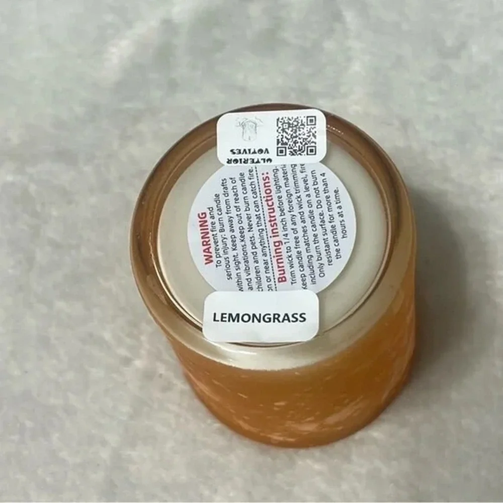 Frosted Orange Glass Tumbler Lemongrass Scented Candle Handmade Single Wick A14